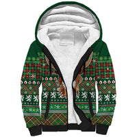 Scottish Christmas Sherpa Hoodie Highland Cattle-Xmas Tartan Stripes Style Green Color - Wonder Print Shop
