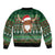 Scottish Christmas Sleeve Zip Bomber Jacket Highland Cattle-Xmas Tartan Stripes Style Green Color - Wonder Print Shop
