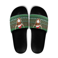 Scottish Christmas Slide Sandals Highland Cattle-Xmas Tartan Stripes Style Green Color - Wonder Print Shop