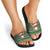 Scottish Christmas Slide Sandals Highland Cattle-Xmas Tartan Stripes Style Green Color - Wonder Print Shop