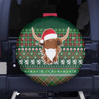 Scottish Christmas Spare Tire Cover Highland Cattle-Xmas Tartan Stripes Style Green Color - Wonder Print Shop