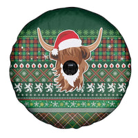 Scottish Christmas Spare Tire Cover Highland Cattle-Xmas Tartan Stripes Style Green Color - Wonder Print Shop