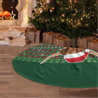 Scottish Christmas Tree Skirt Highland Cattle-Xmas Tartan Stripes Style Green Color - Wonder Print Shop