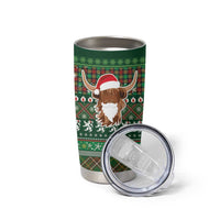 Scottish Christmas Tumbler Cup Highland Cattle-Xmas Tartan Stripes Style Green Color - Wonder Print Shop