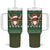 Scottish Christmas Tumbler With Handle Highland Cattle-Xmas Tartan Stripes Style Green Color - Wonder Print Shop
