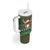 Scottish Christmas Tumbler With Handle Highland Cattle-Xmas Tartan Stripes Style Green Color - Wonder Print Shop