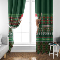Scottish Christmas Window Curtain Highland Cattle-Xmas Tartan Stripes Style Green Color - Wonder Print Shop
