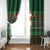 Scottish Christmas Window Curtain Highland Cattle-Xmas Tartan Stripes Style Green Color - Wonder Print Shop