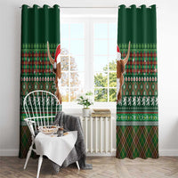 Scottish Christmas Window Curtain Highland Cattle-Xmas Tartan Stripes Style Green Color - Wonder Print Shop