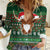 Scottish Christmas Women Casual Shirt Highland Cattle-Xmas Tartan Stripes Style Green Color - Wonder Print Shop