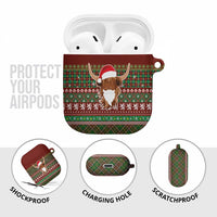Scottish Christmas AirPods Case Highland Cattle-Xmas Tartan Stripes Style Red Color - Wonder Print Shop
