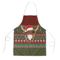 Scottish Christmas Apron Highland Cattle-Xmas Tartan Stripes Style Red Color - Wonder Print Shop