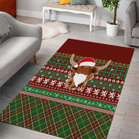 Scottish Christmas Area Rug Highland Cattle-Xmas Tartan Stripes Style Red Color - Wonder Print Shop