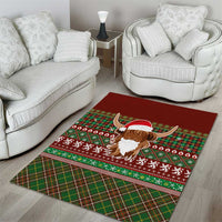 Scottish Christmas Area Rug Highland Cattle-Xmas Tartan Stripes Style Red Color - Wonder Print Shop