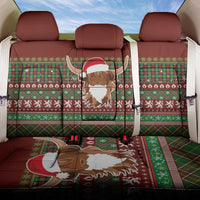 Scottish Christmas Back Car Seat Cover Highland Cattle-Xmas Tartan Stripes Style Red Color - Wonder Print Shop