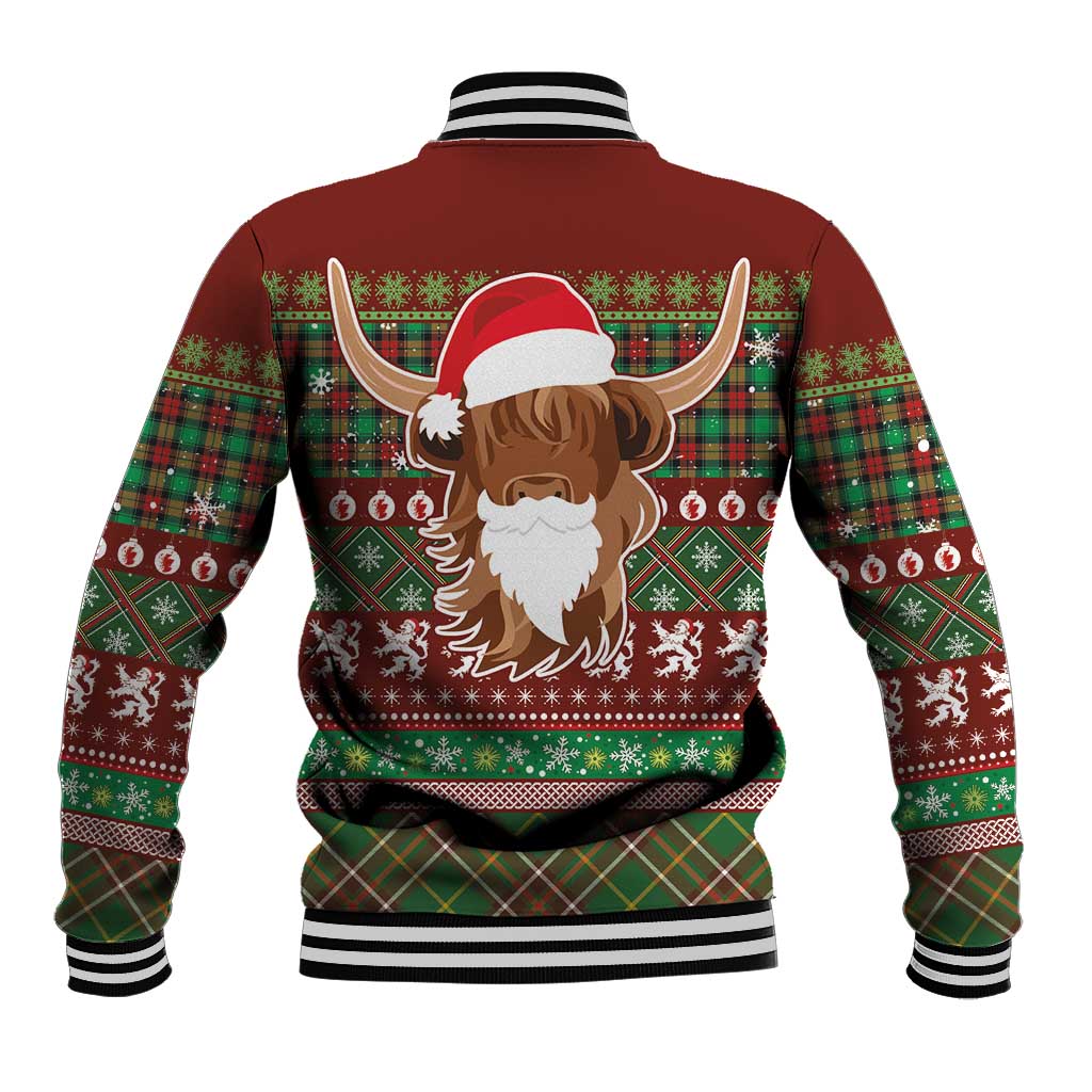 Scottish Christmas Baseball Jacket Highland Cattle-Xmas Tartan Stripes Style Red Color - Wonder Print Shop