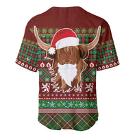 Scottish Christmas Baseball Jersey Highland Cattle-Xmas Tartan Stripes Style Red Color - Wonder Print Shop