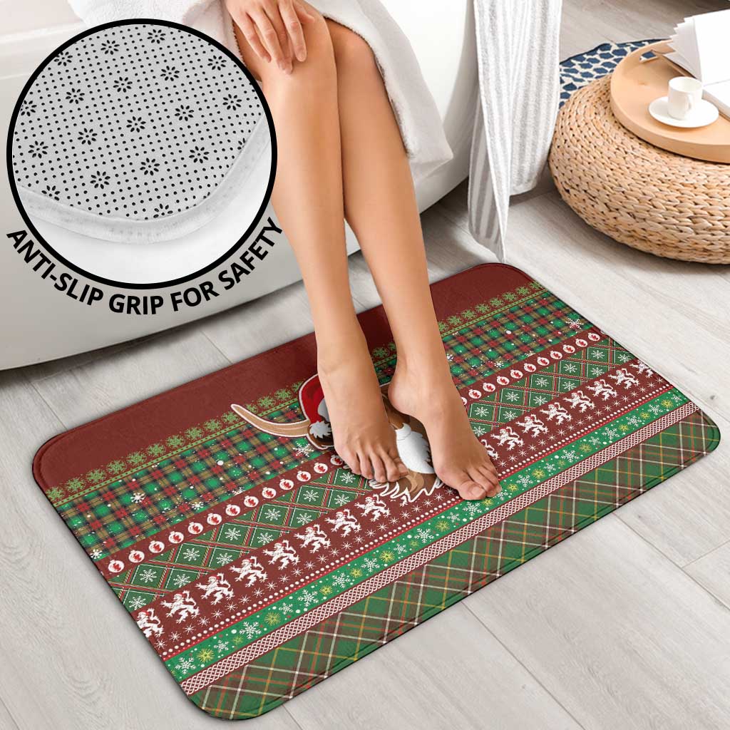 Scottish Christmas Bathroom Set Highland Cattle-Xmas Tartan Stripes Style Red Color - Wonder Print Shop