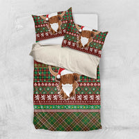 Scottish Christmas Bedding Set Highland Cattle-Xmas Tartan Stripes Style Red Color - Wonder Print Shop