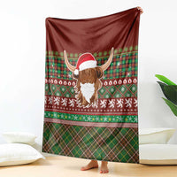 Scottish Christmas Blanket Highland Cattle-Xmas Tartan Stripes Style Red Color - Wonder Print Shop