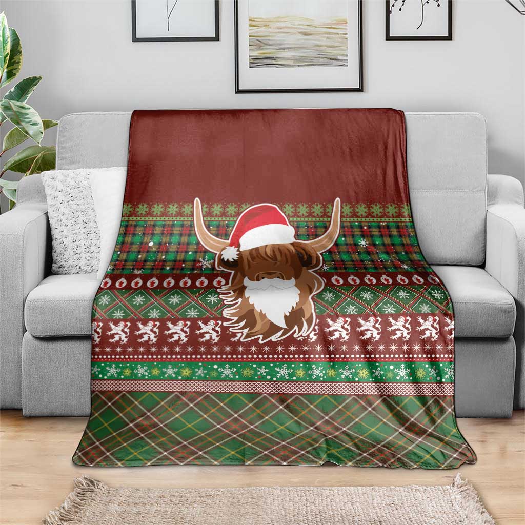 Scottish Christmas Blanket Highland Cattle-Xmas Tartan Stripes Style Red Color - Wonder Print Shop