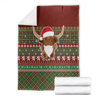 Scottish Christmas Blanket Highland Cattle-Xmas Tartan Stripes Style Red Color - Wonder Print Shop