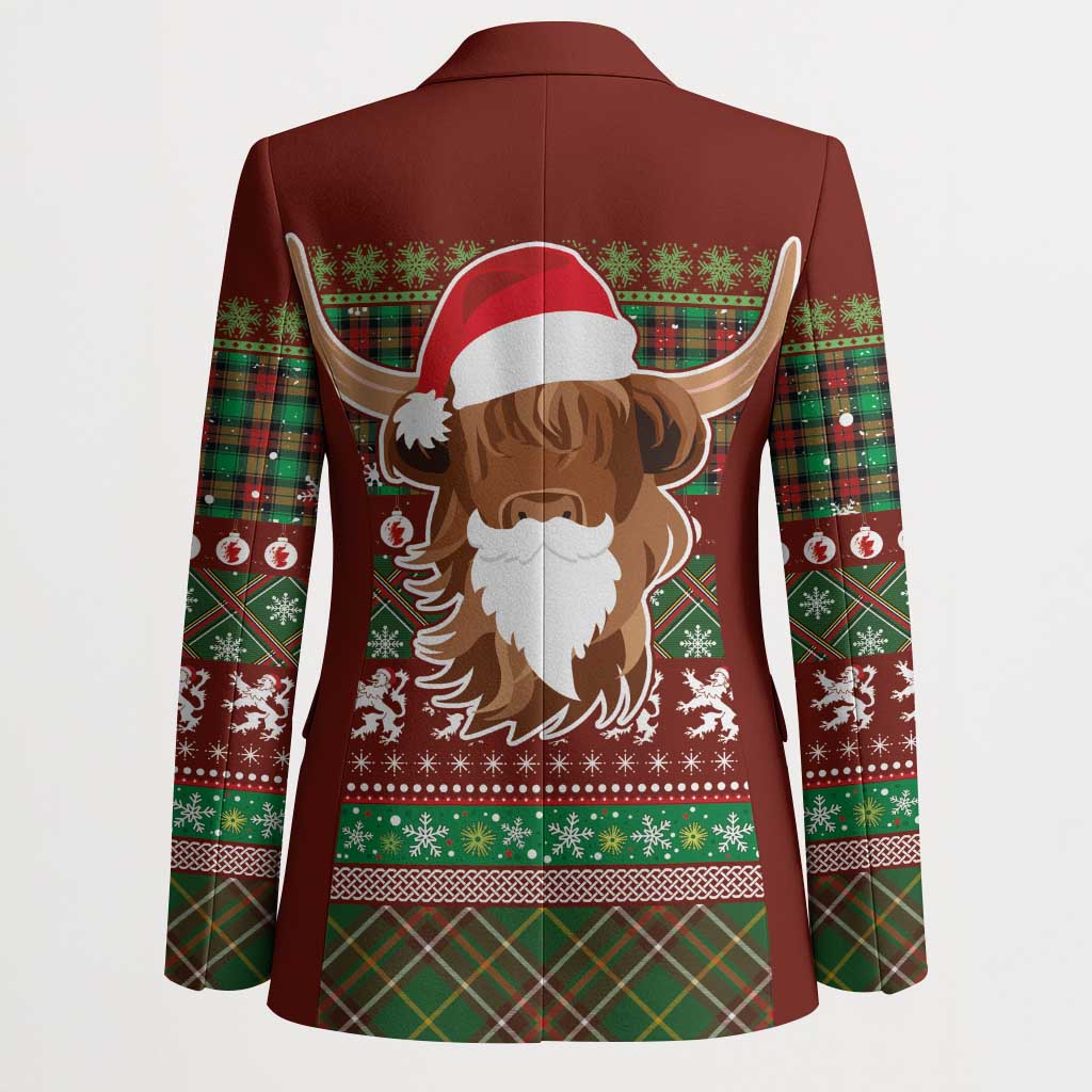 Scottish Christmas Blazer Highland Cattle-Xmas Tartan Stripes Style Red Color - Wonder Print Shop