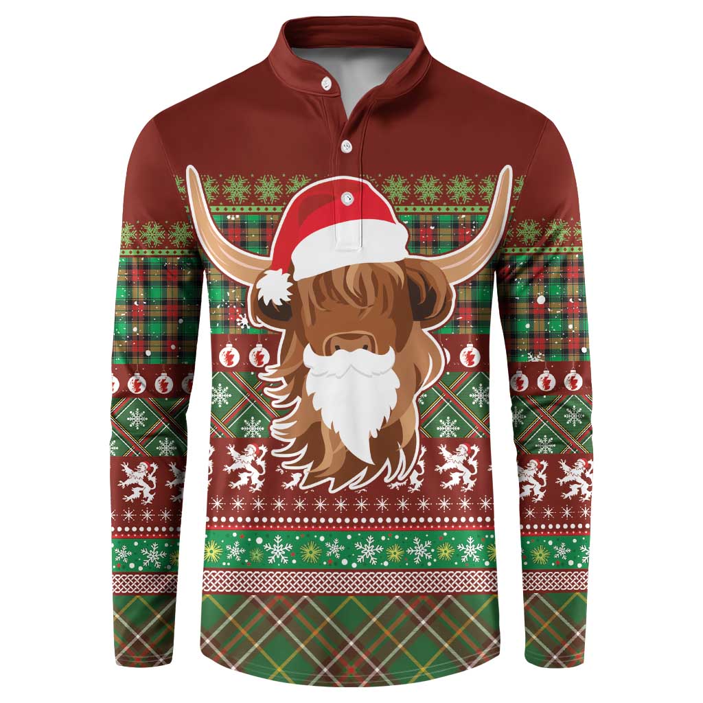 Scottish Christmas Button Sweatshirt Highland Cattle-Xmas Tartan Stripes Style Red Color - Wonder Print Shop