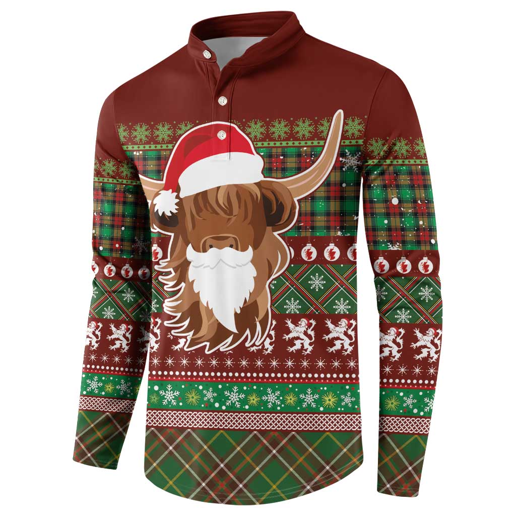 Scottish Christmas Button Sweatshirt Highland Cattle-Xmas Tartan Stripes Style Red Color - Wonder Print Shop