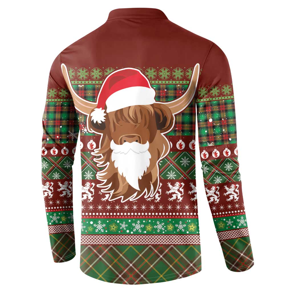 Scottish Christmas Button Sweatshirt Highland Cattle-Xmas Tartan Stripes Style Red Color - Wonder Print Shop