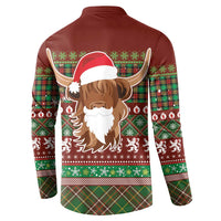 Scottish Christmas Button Sweatshirt Highland Cattle-Xmas Tartan Stripes Style Red Color - Wonder Print Shop