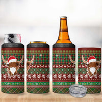Scottish Christmas 4 in 1 Can Cooler Tumbler Highland Cattle-Xmas Tartan Stripes Style Red Color - Wonder Print Shop