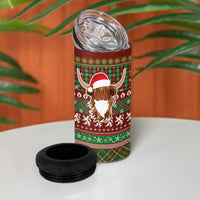 Scottish Christmas 4 in 1 Can Cooler Tumbler Highland Cattle-Xmas Tartan Stripes Style Red Color - Wonder Print Shop