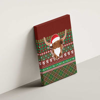Scottish Christmas Canvas Wall Art Highland Cattle-Xmas Tartan Stripes Style Red Color - Wonder Print Shop