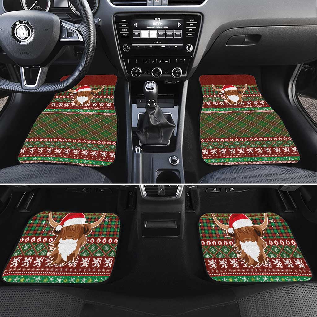 Scottish Christmas Car Mats Highland Cattle-Xmas Tartan Stripes Style Red Color - Wonder Print Shop