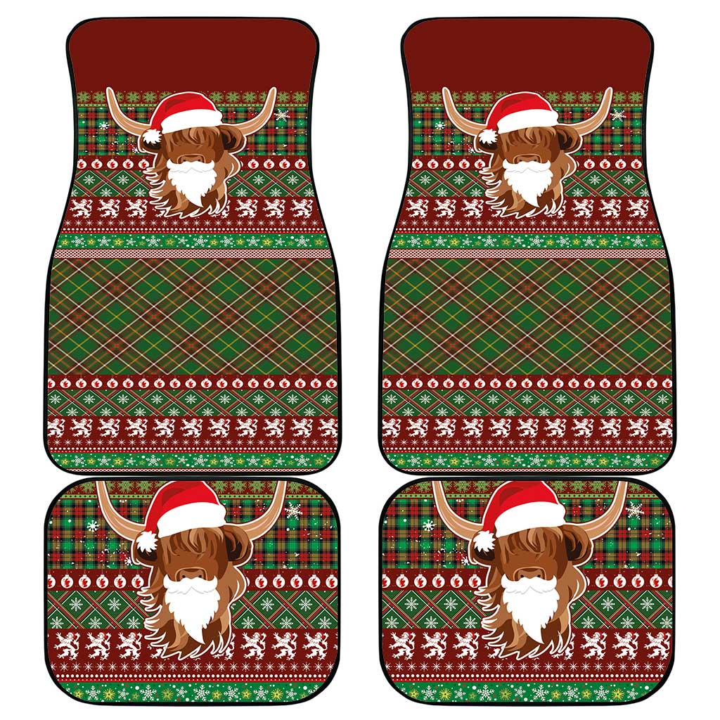 Scottish Christmas Car Mats Highland Cattle-Xmas Tartan Stripes Style Red Color - Wonder Print Shop