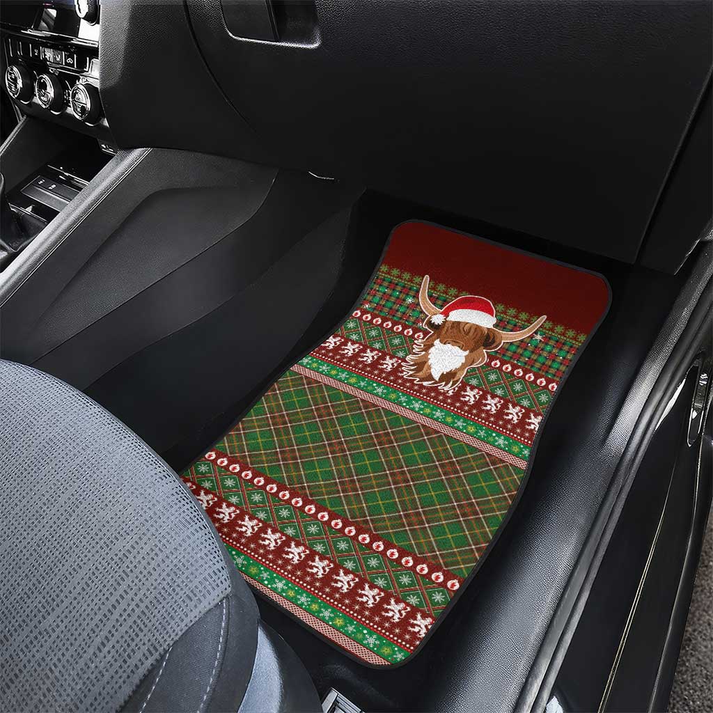 Scottish Christmas Car Mats Highland Cattle-Xmas Tartan Stripes Style Red Color - Wonder Print Shop