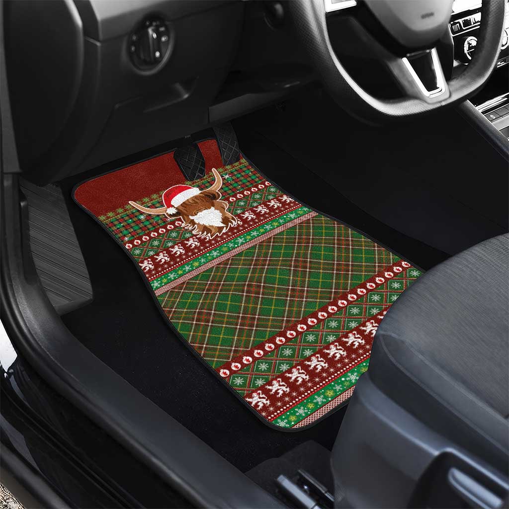 Scottish Christmas Car Mats Highland Cattle-Xmas Tartan Stripes Style Red Color - Wonder Print Shop