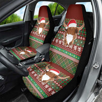 Scottish Christmas Car Seat Cover Highland Cattle-Xmas Tartan Stripes Style Red Color - Wonder Print Shop