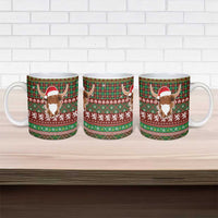 Scottish Christmas Ceramic Mug Highland Cattle-Xmas Tartan Stripes Style Red Color - Wonder Print Shop