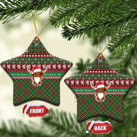 Scottish Christmas Ceramic Ornament Highland Cattle-Xmas Tartan Stripes Style Red Color - Wonder Print Shop