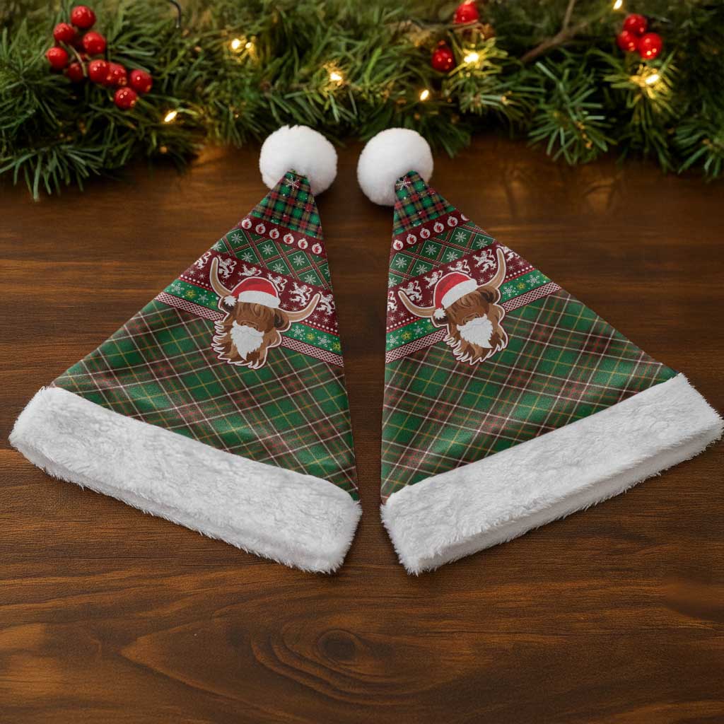 Scottish Christmas Santa Hat Highland Cattle-Xmas Tartan Stripes Style Red Color - Wonder Print Shop