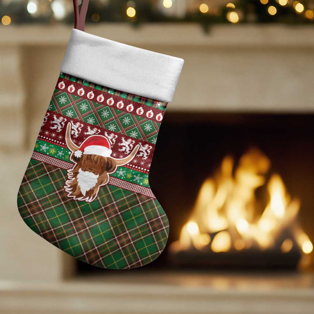 Scottish Christmas Stocking Highland Cattle-Xmas Tartan Stripes Style Red Color - Wonder Print Shop