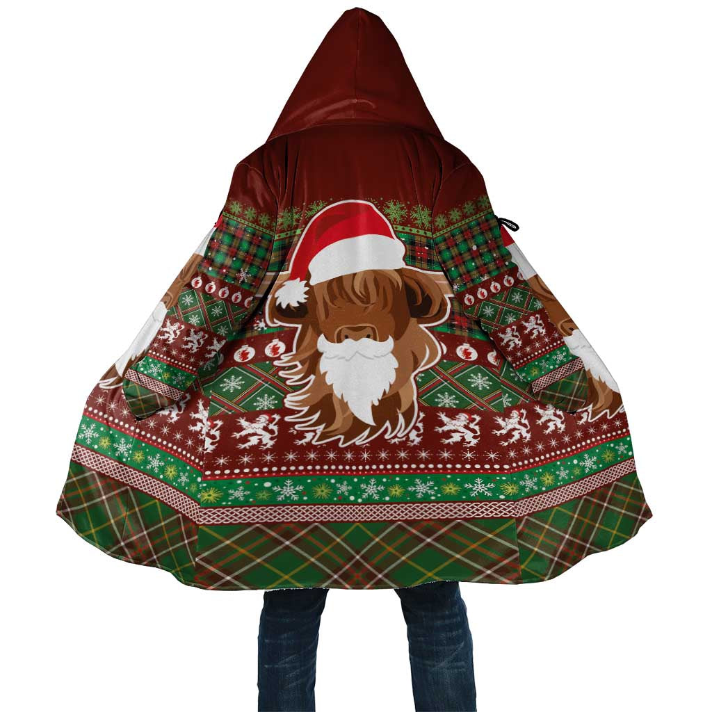 Scottish Christmas Cloak Highland Cattle-Xmas Tartan Stripes Style Red Color - Wonder Print Shop
