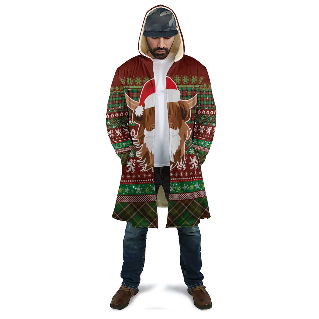 Scottish Christmas Cloak Highland Cattle-Xmas Tartan Stripes Style Red Color - Wonder Print Shop