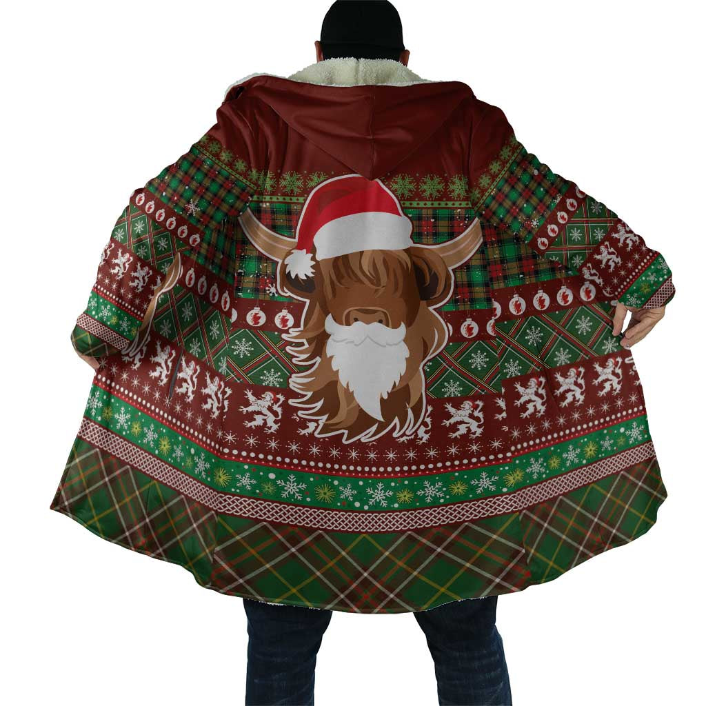 Scottish Christmas Cloak Highland Cattle-Xmas Tartan Stripes Style Red Color - Wonder Print Shop