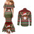 Scottish Christmas Couples Matching Mermaid Dress and Long Sleeve Button Shirt Highland Cattle-Xmas Tartan Stripes Style Red Color - Wonder Print Shop