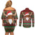 Scottish Christmas Couples Matching Off Shoulder Short Dress and Long Sleeve Button Shirt Highland Cattle-Xmas Tartan Stripes Style Red Color - Wonder Print Shop