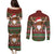 Scottish Christmas Couples Matching Puletasi and Long Sleeve Button Shirt Highland Cattle-Xmas Tartan Stripes Style Red Color - Wonder Print Shop