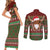 Scottish Christmas Couples Matching Short Sleeve Bodycon Dress and Long Sleeve Button Shirt Highland Cattle-Xmas Tartan Stripes Style Red Color - Wonder Print Shop